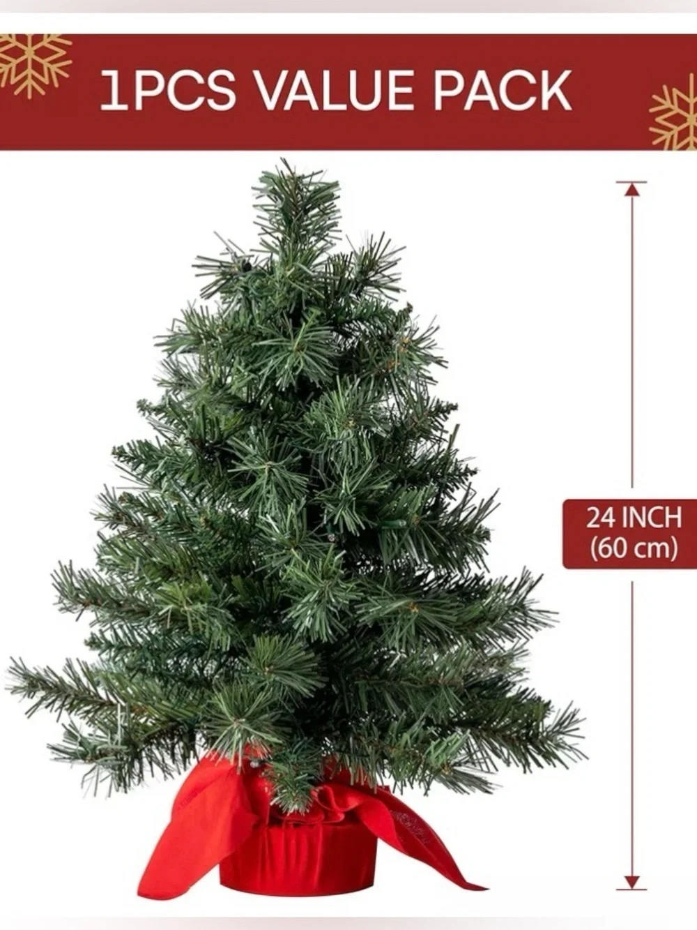 Green Mini Holiday Tree with Multicolor Lights and Red Fabric Base